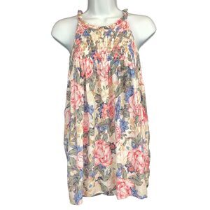 Kenar Womens Sleeveless Blouse Floral Top Medium One Button Back Shirt M